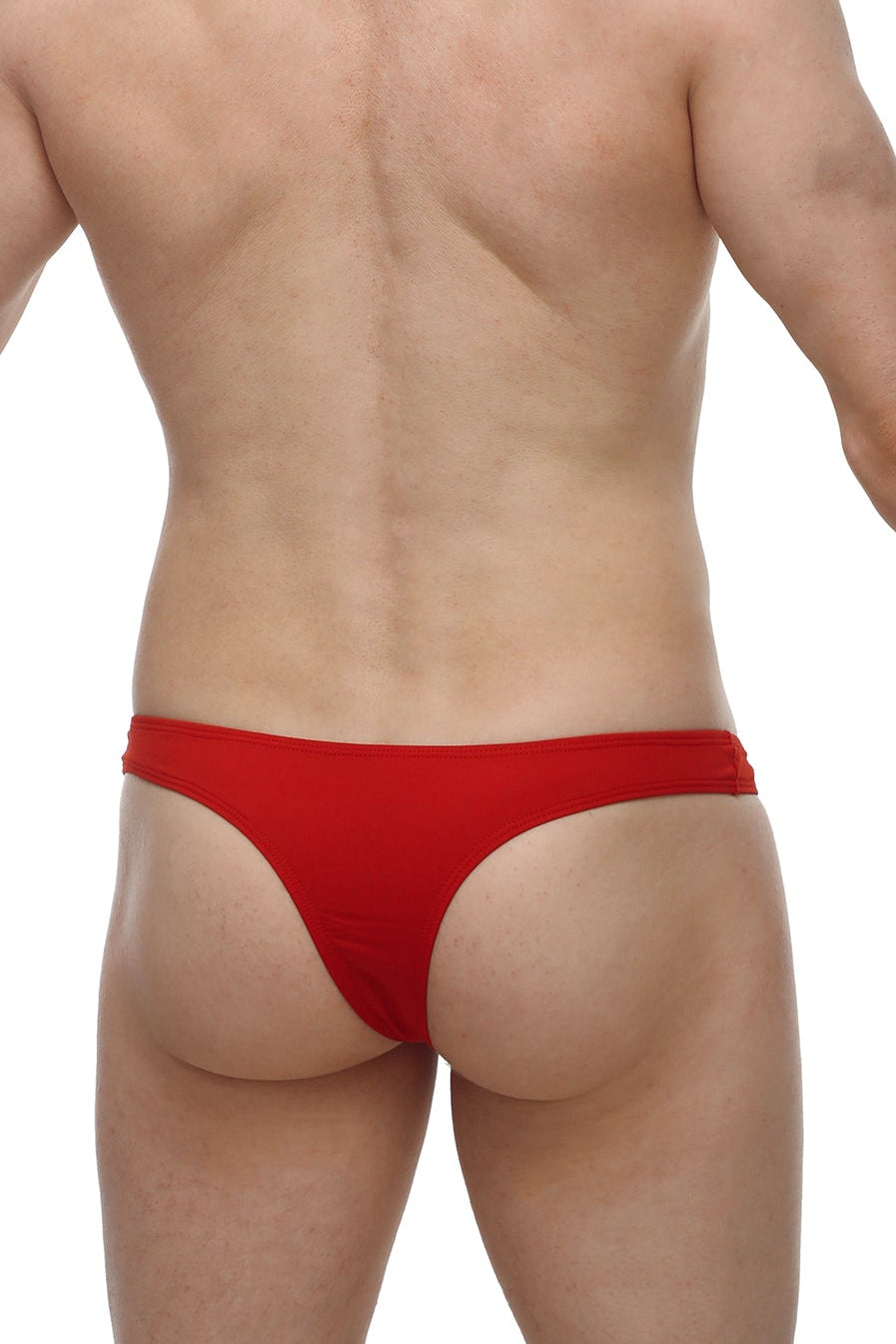 Red thong briefs petitq bikini capri red showing back side made of soft stretchy fabric for comfortable wear
