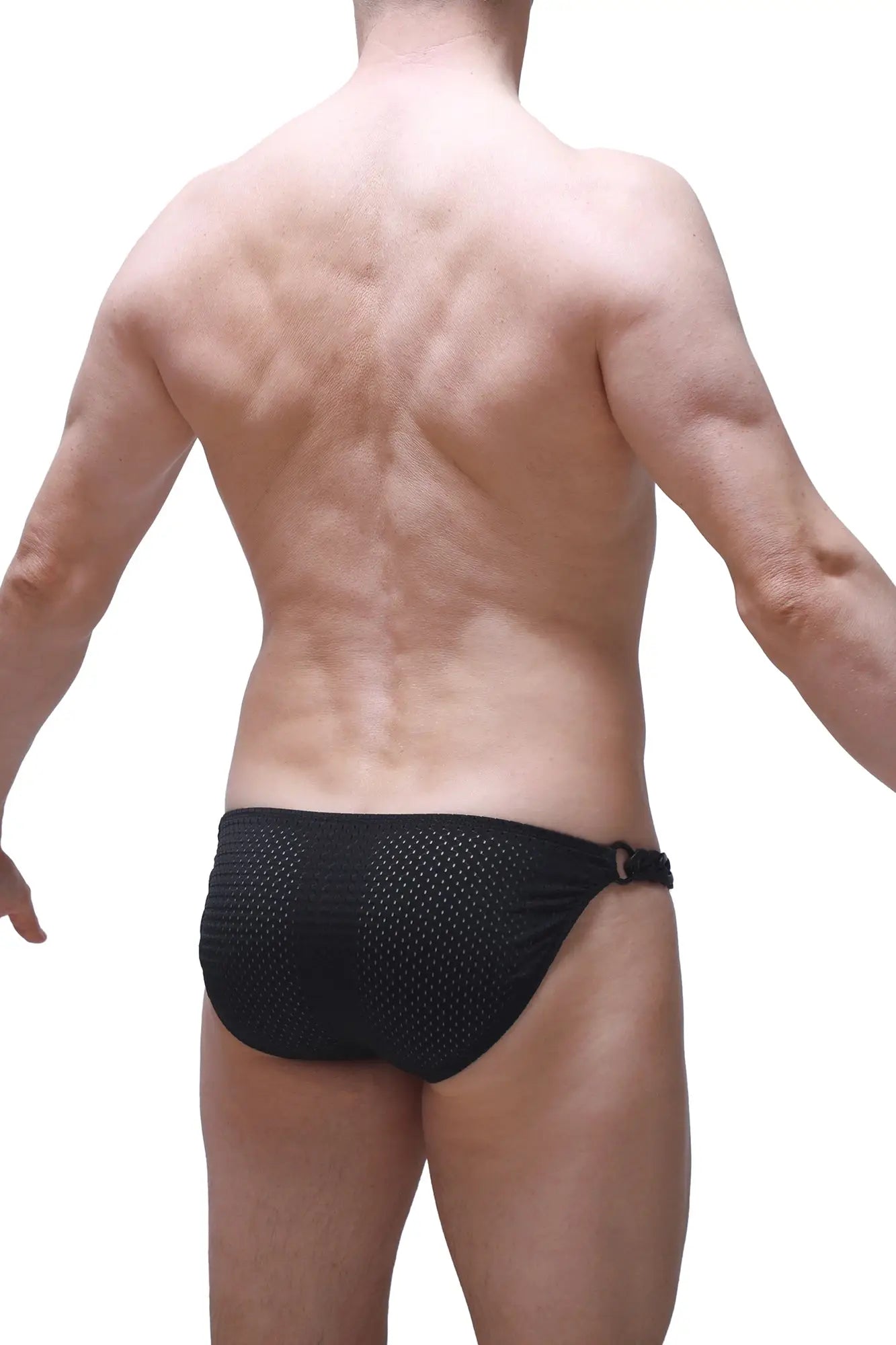 Black mesh swim trunks bikini chains bee black with sleek form-fitting design perfect for swimwear use