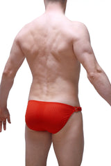 Red mesh swim trunks bikini chains bee red with tied side closure for stylish beachwear