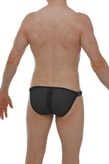 Black mesh briefs bikini chains durtol black with dotted pattern and side buckle detailing