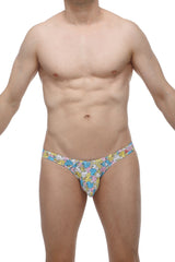Colorful cartoon duck patterned men’s thong in stretchy lightweight fabric from petitq bikini chill duckies collection