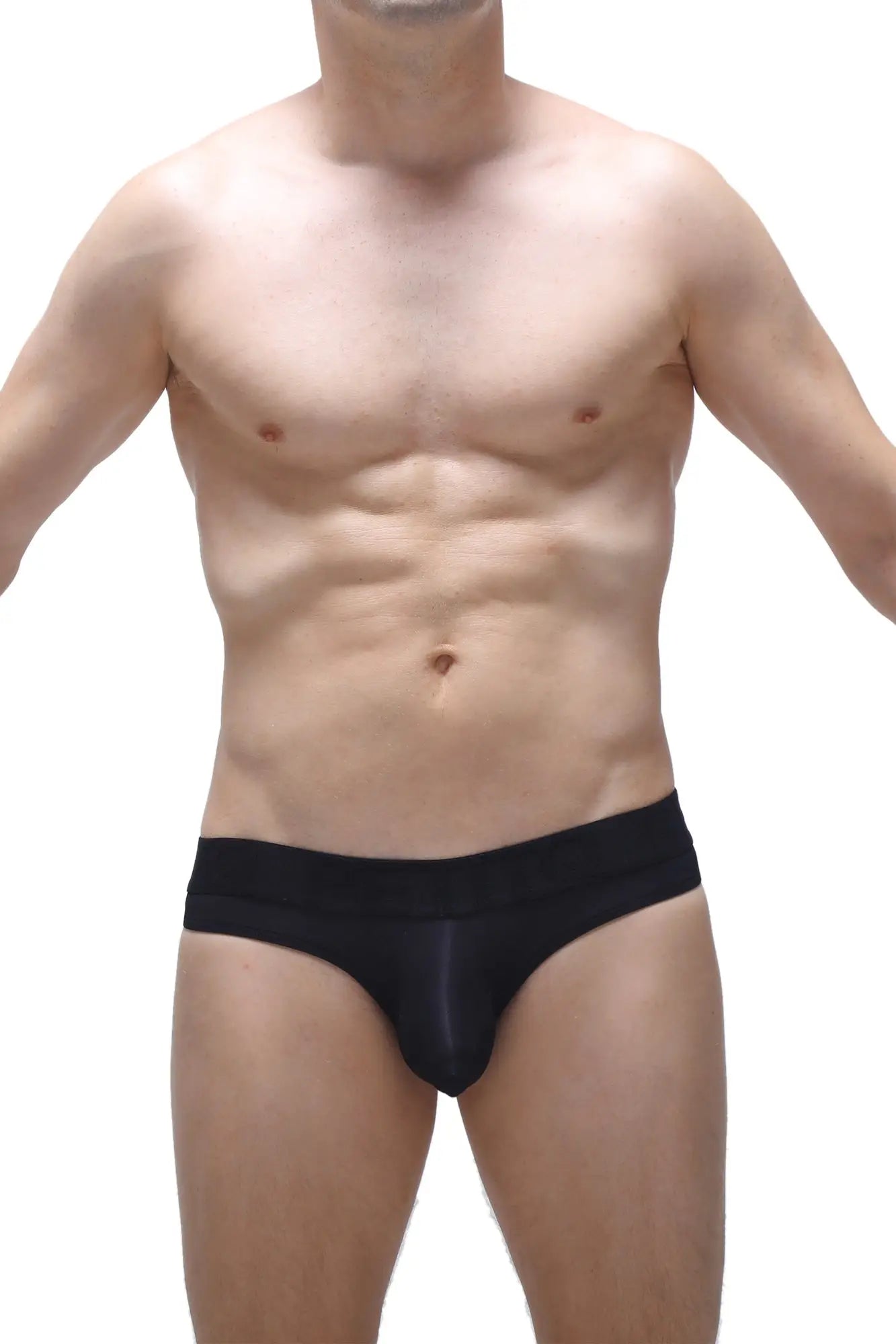 Bikini chisa voile black black form-fitting briefs with smooth stretchy fabric and contoured design front view