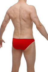 Petitq bikini colline modal red red briefs made from soft modal fabric shown from the back side