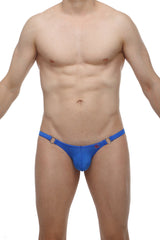 Petitq bikini ladon plum blue bright blue swim trunks with metallic silver rings on the sides in a form-fitting design