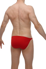 Petitq bikini lhery red swim trunks with a smooth fabric finish in a form-fitting style