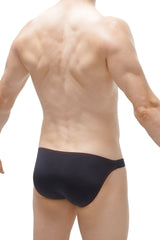 Black bikini briefs mothern with subtle red trim along the waistband for comfortable everyday wear