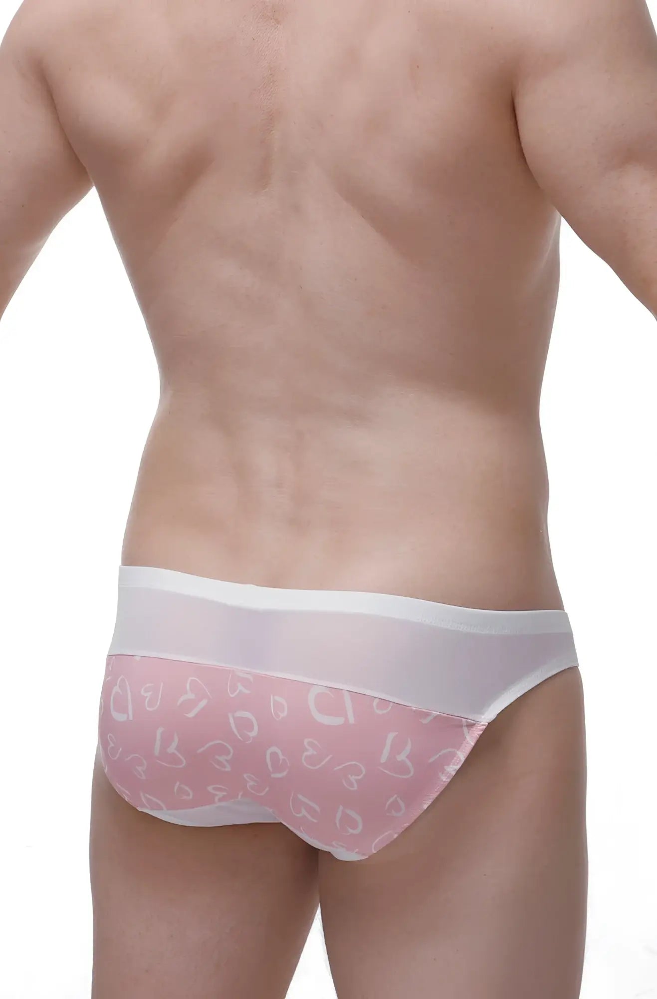 Bikini prix løve men’s briefs in pink and white pattern with sheer translucent fabric for comfortable wear