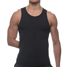 Black sleeveless tank top from body tech maximizer set with round neckline and smooth, form-fitting fabric