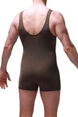 Bodyboxer Malay olive sleek olive green compression singlet with a deep scoop neckline and snug fit