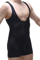 Black bodyboxer malay plum tank top with deep v neckline and wide shoulder straps in form-fitting fabric