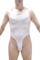 Bodysuit Bevans white form-fitting one-piece with thin shoulder straps and high-cut leg opening in soft fabric