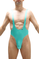Teal bodysuit thong gonzac joe green with thin shoulder straps and high-cut leg design one-piece swimsuit