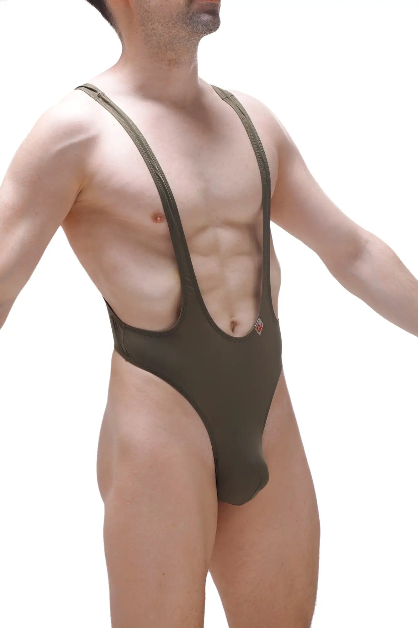 Olive green bodysuit thong gonzac plum green with thin shoulder straps and low-cut front design one-piece swimsuit