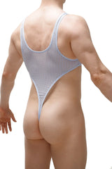 Light blue mesh one-piece swimsuit bodythong carbay durtol with high-cut leg design in sky blue color