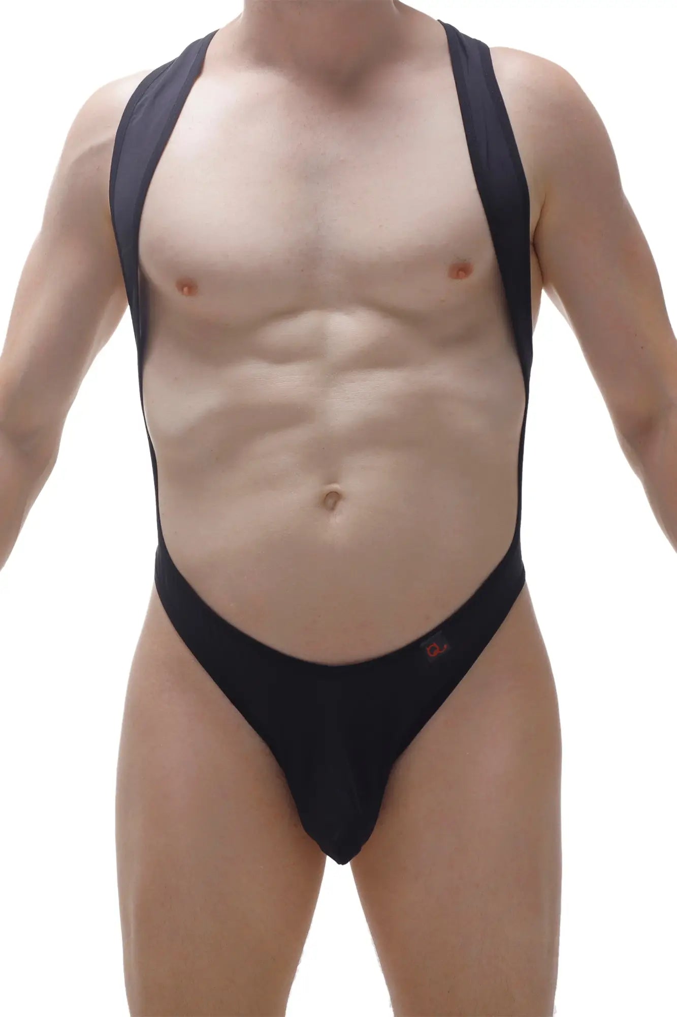 Black BodyThong Deluz one-piece swimsuit with wide shoulder straps and high-cut leg design for stylish swimwear