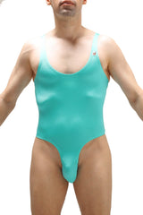 Bodythong Nexon Joe Green sleek turquoise one-piece swimsuit with high-cut leg and thin shoulder straps