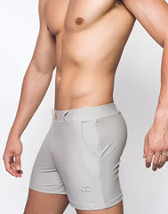 Bondi short gray athletic shorts with sleek form-fitting design and subtle branding on the lower leg