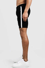 Boohoo Skinny Fit Jeansshorts mit Seitenband Schwarz MZZ48938 Größe 32