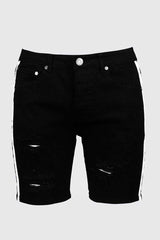 Boohoo Skinny Fit Jeansshorts mit Seitenband Schwarz MZZ48938 Größe 32