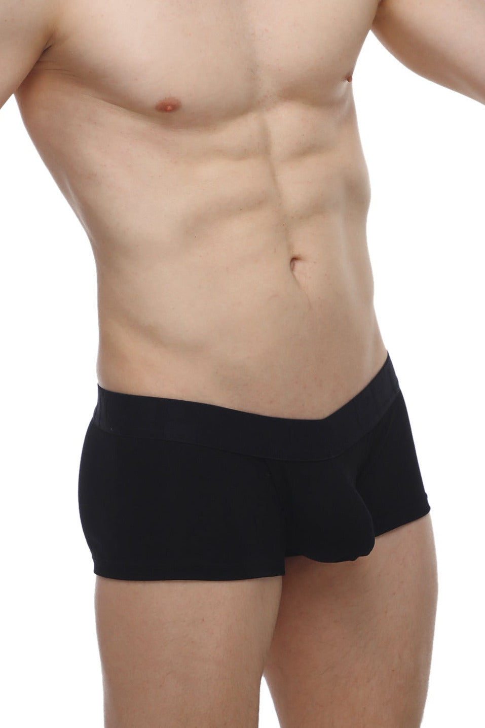 Black boxer algun modal briefs with snug form-fitting design and smooth fabric front view