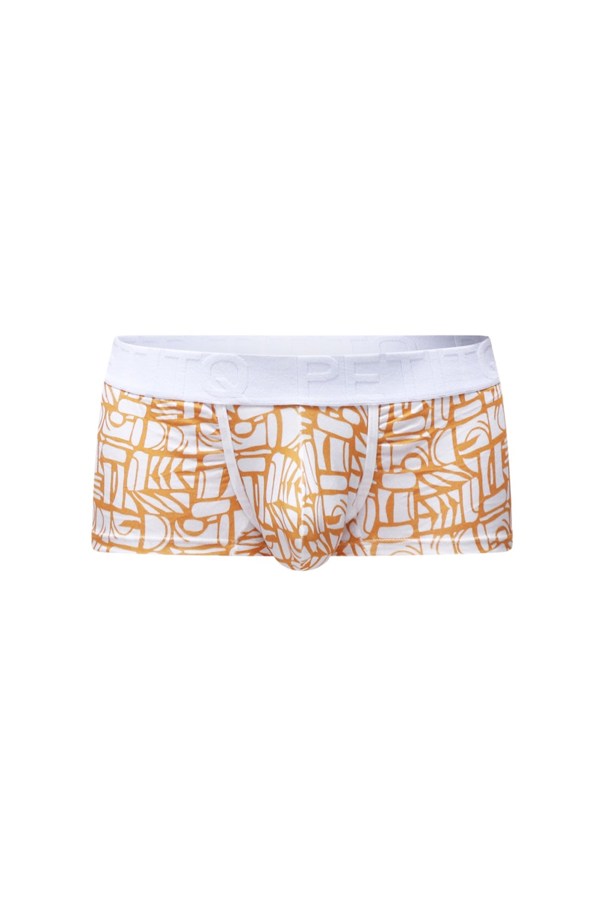 White and gold patterned petitq trunk carlot alloy boxer briefs with a white elastic waistband for comfortable wear