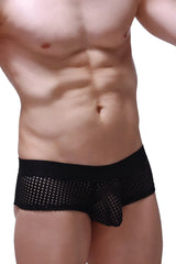 Black mesh boxer brief chill durtol black with solid waistband and matching pouch for comfortable support