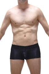 Black shiny boxer brief dome voile black made of smooth sleek material with form-fitting design for comfort and style