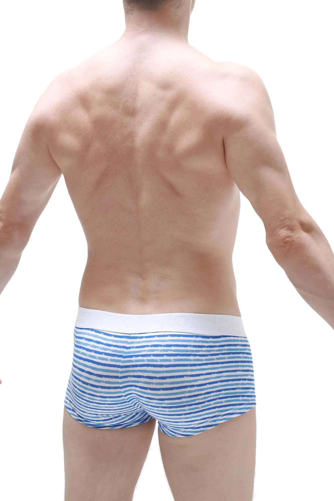 Boxer brief taik malo blue and white striped men’s boxer briefs with a solid white waistband for everyday wear