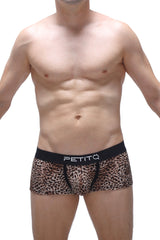 Leopard-print petitq trunk panthere men’s briefs with black waistband for stylish comfortable everyday wear