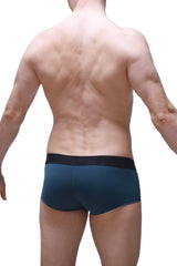 Dark teal boxer briefs with a black elastic waistband prussian blue color and soft breathable fabric