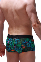 Boxer chill souarce tropical vibrant tropical leaf patterned boxer briefs with black elastic waistband for comfort