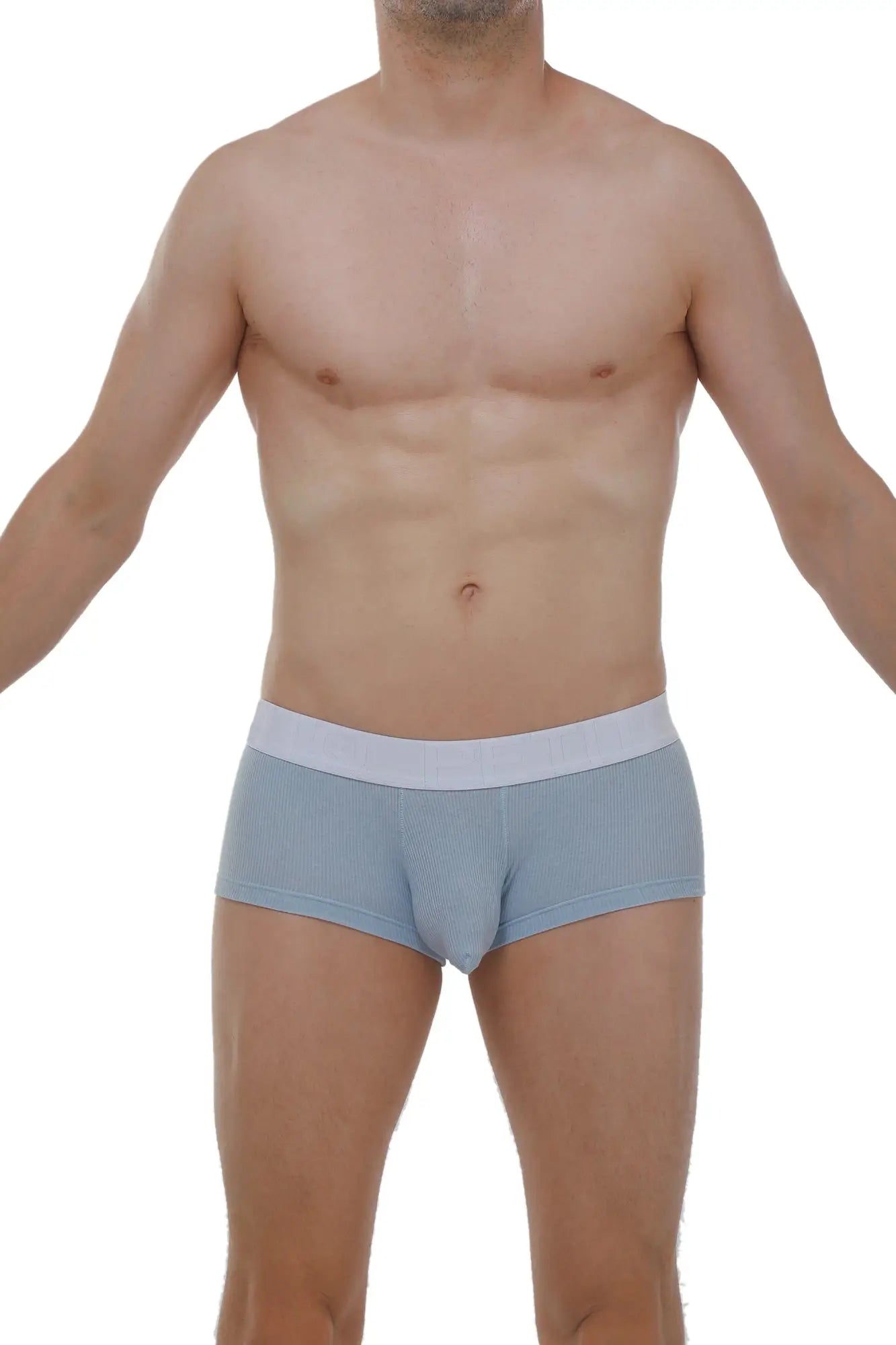 Light blue ribbed men’s briefs with a contrasting white waistband boxer chillax rib blue for comfortable wear
