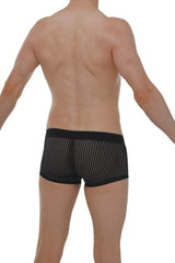 Black mesh briefs boxer dolmen durtol black with solid waistband front view breathable material