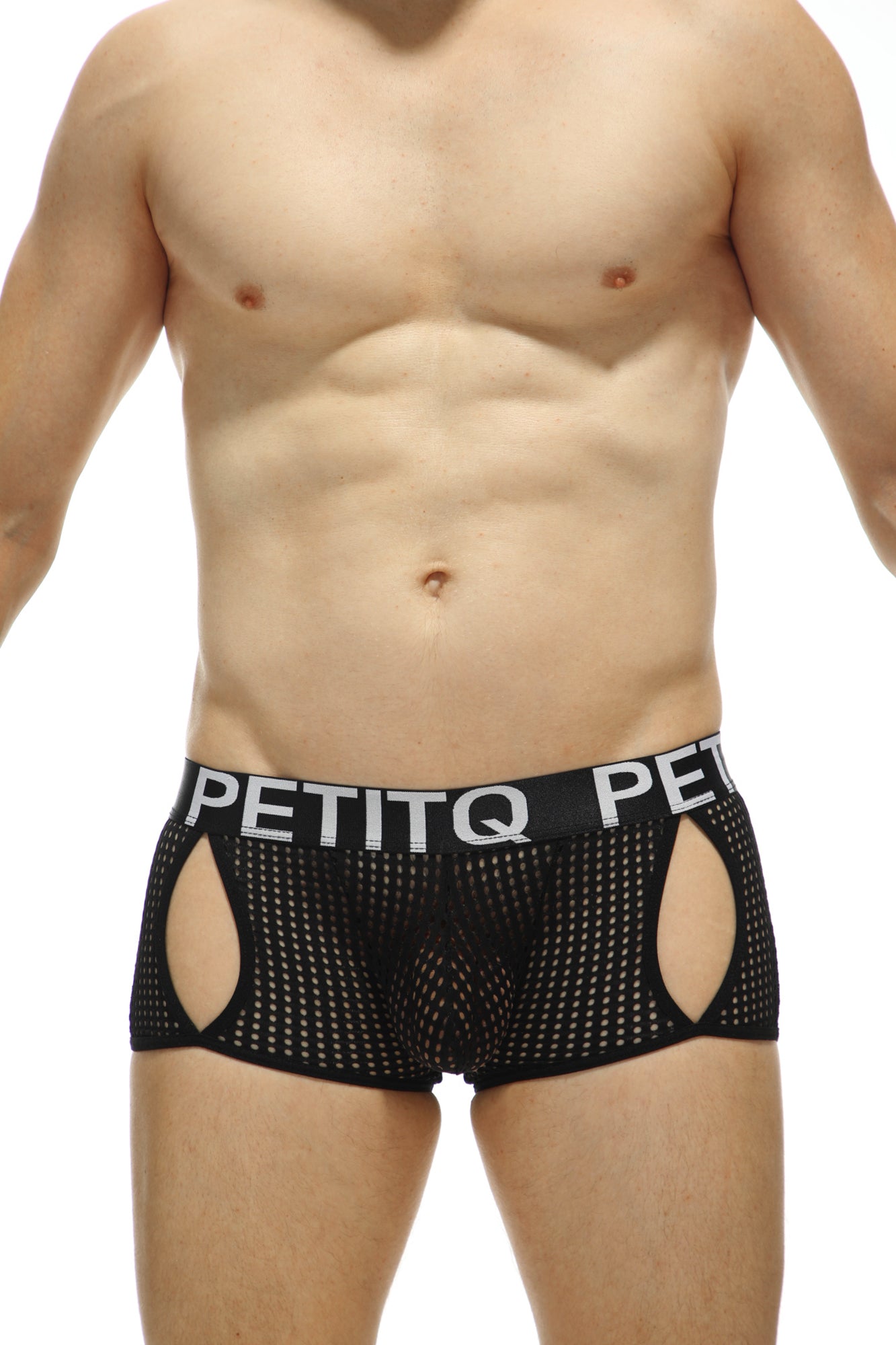 Black mesh boxer briefs with white petitq waistband in boxer anzex durtol black style for breathable comfort