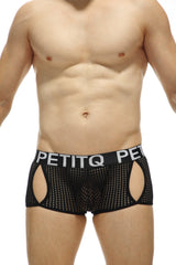 Black mesh boxer briefs with white petitq waistband in boxer anzex durtol black style for breathable comfort