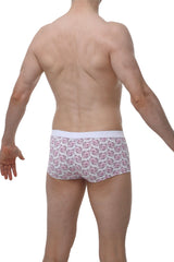 White PetitQ boxer briefs with pink cartoon pig pattern on light fabric ideal for comfortable everyday wear
