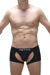 Black petitq men’s briefs boxer moras black with central pouch and cutout sides for comfortable support
