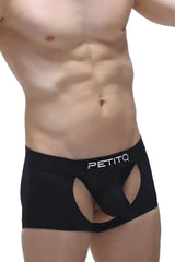 Black petitq men’s briefs boxer moras black with distinctive cutout design in breathable fabric
