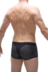 Black mesh briefs boxer noth durtol black with dotted pattern and solid waistband for breathable comfort