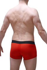 Boxer Olloix Bee Red red mesh boxer briefs with black elastic waistband for breathable comfort and style