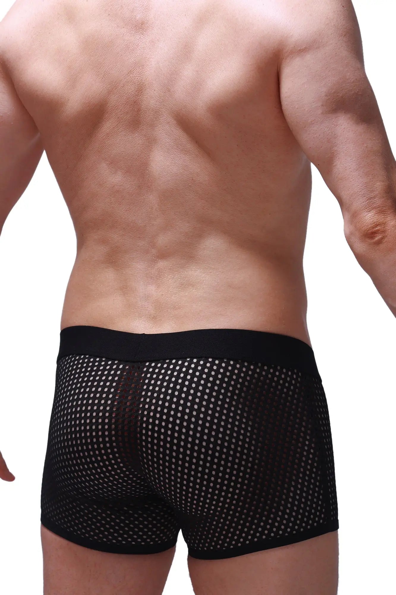 Black mesh boxer briefs boxer olloix durtol black with solid black waistband for breathable comfort