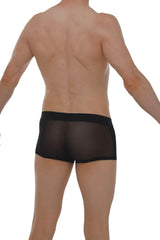 Boxer petitq net black black sheer mesh briefs with solid black waistband front view