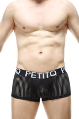 Black mesh briefs with white petitq waistband from petitq boxer protruder durtol black collection