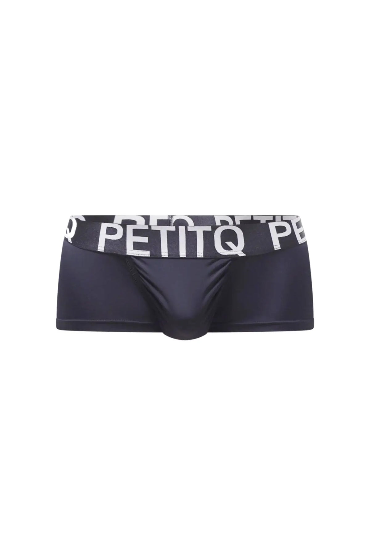Black boxer taik plum mens briefs with white logo elastic band shown from front