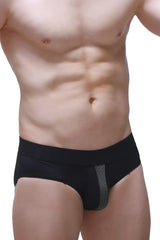 Brief barie bee green black briefs with gray mesh side panel offering breathable comfort and style