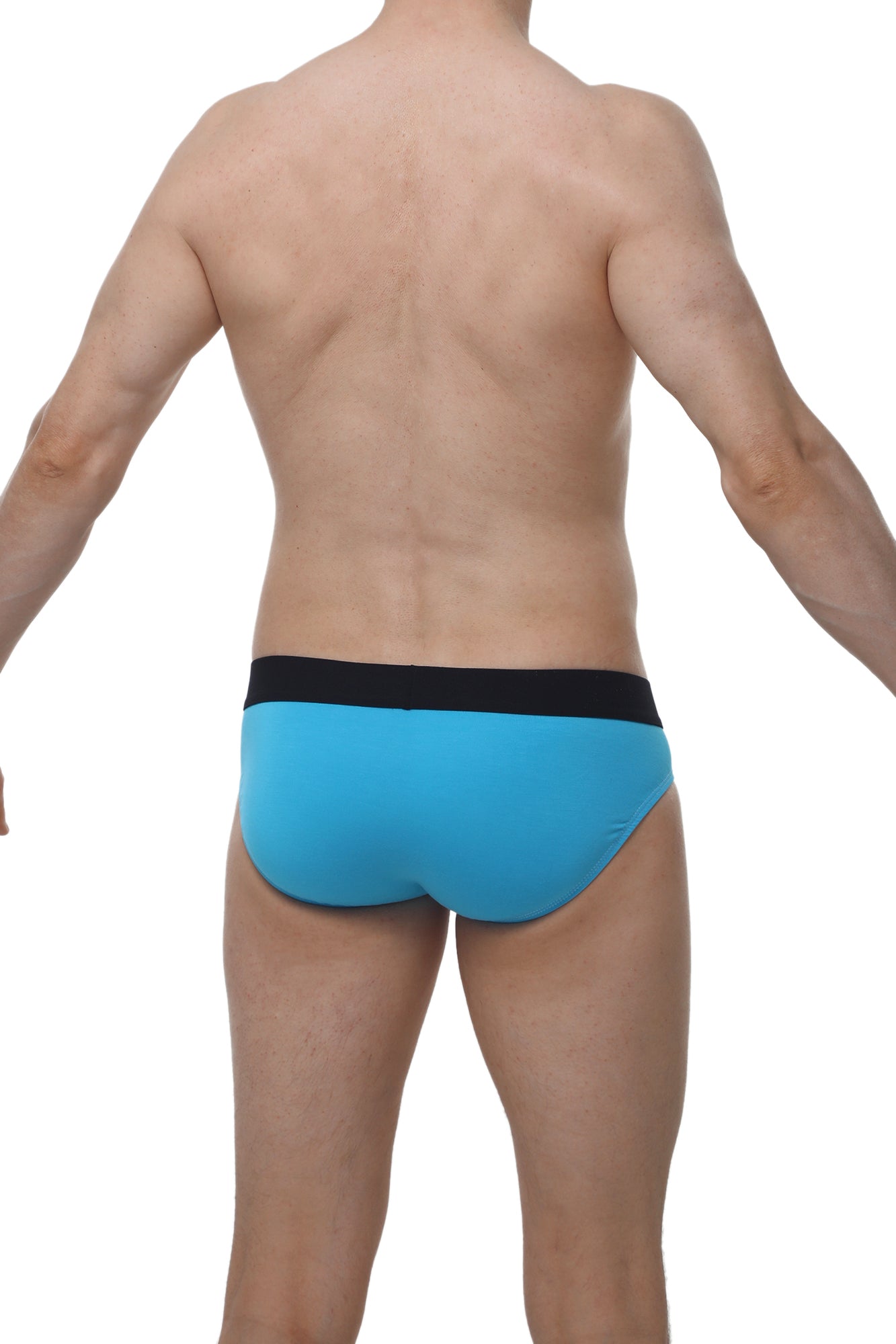 Bright blue brief bertran modal briefs with a contrasting black waistband in soft modal fabric for comfortable wear