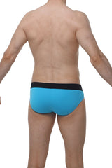Bright blue brief bertran modal briefs with a contrasting black waistband in soft modal fabric for comfortable wear