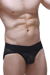 Black mesh briefs with a solid waistband from brief bessey durtol black highlighting breathable material