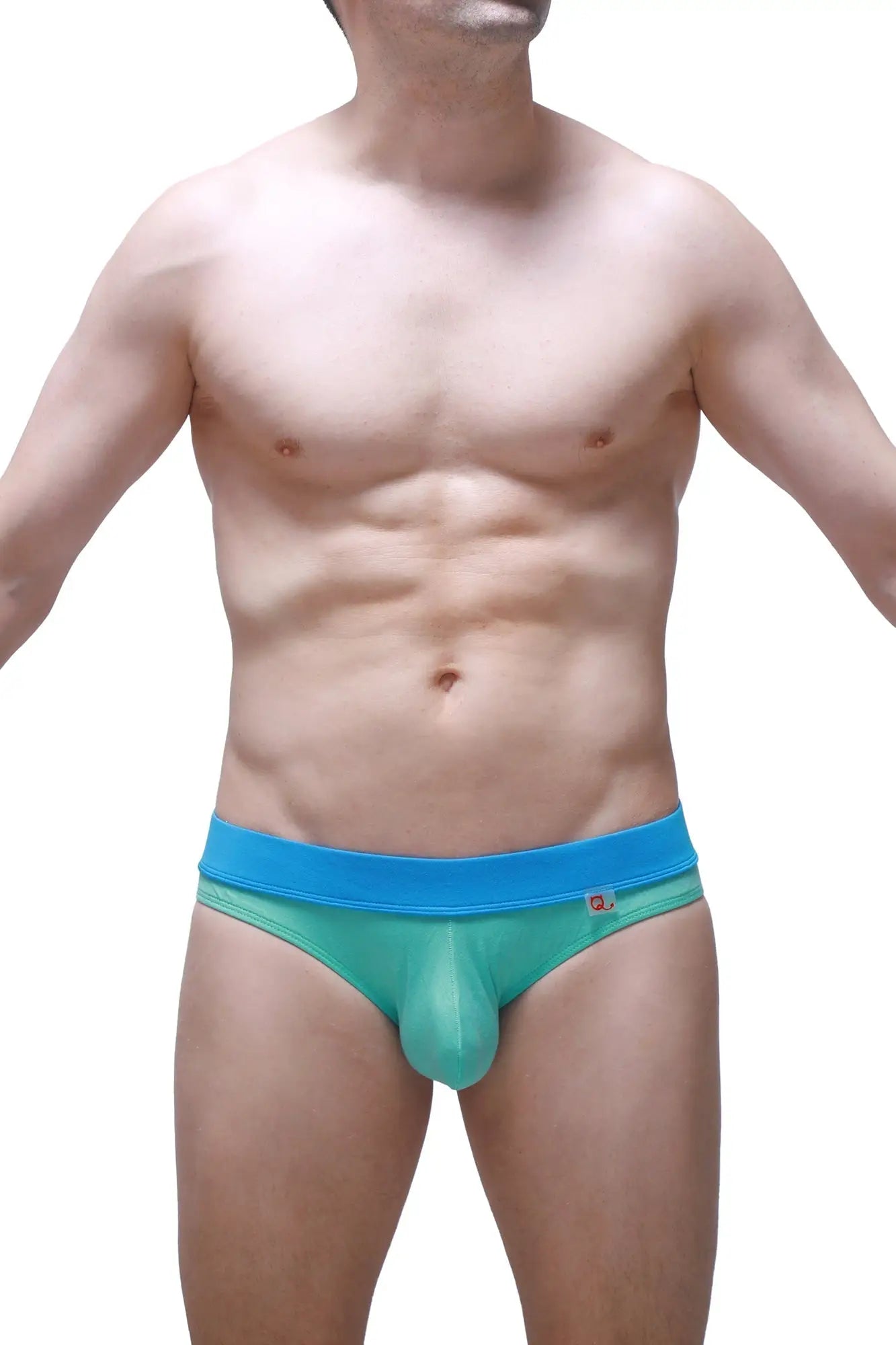 Teal and blue men’s brief blaru bamboo green athletic briefs with a snug fit and elastic waistband