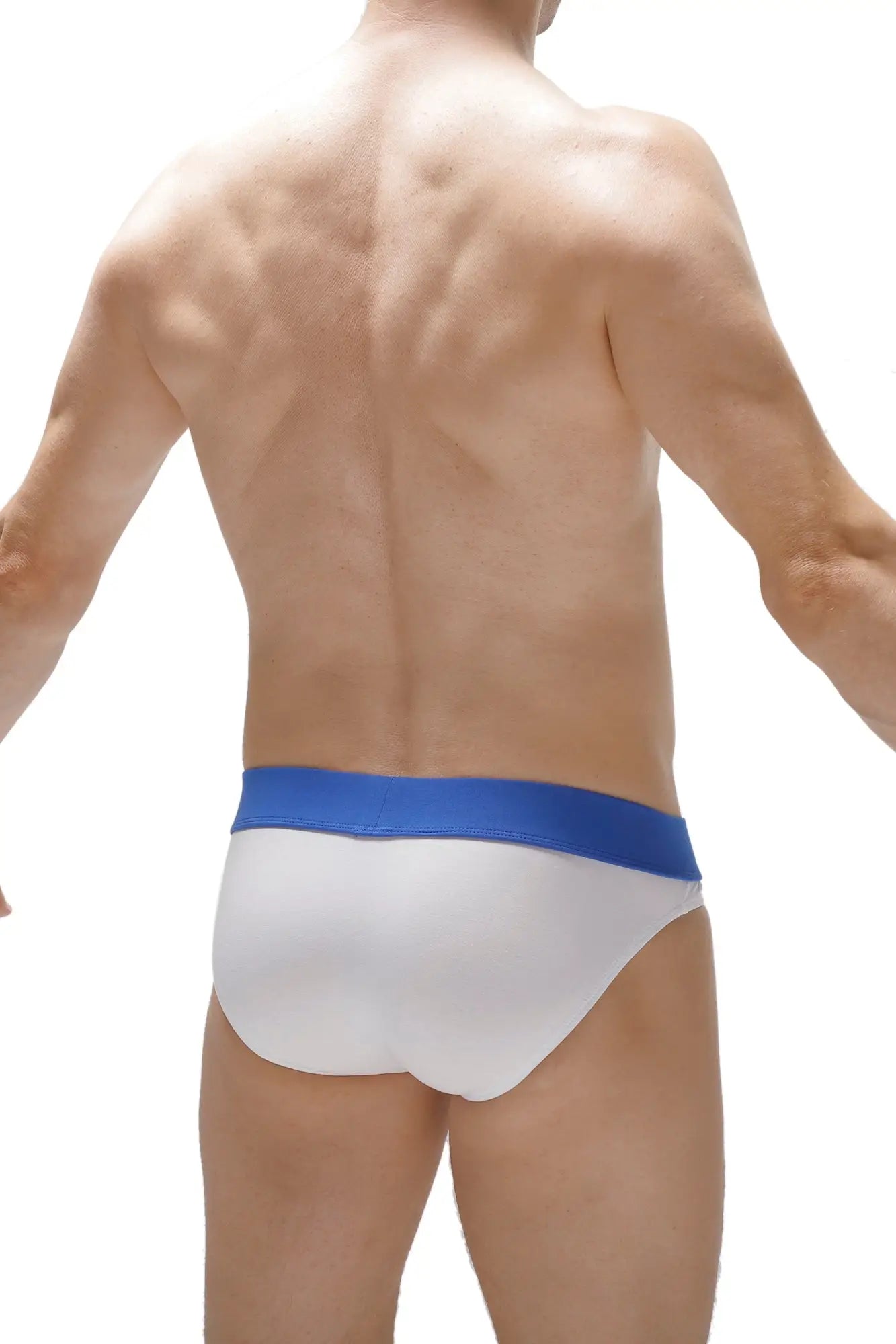 White briefs blaru white with a solid blue waistband made from soft breathable cotton for everyday comfort